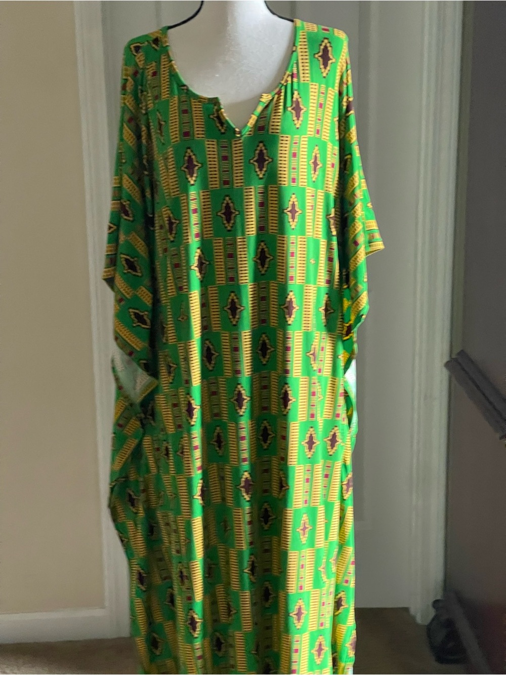 Kaftan Green Geometric Print Caftan
